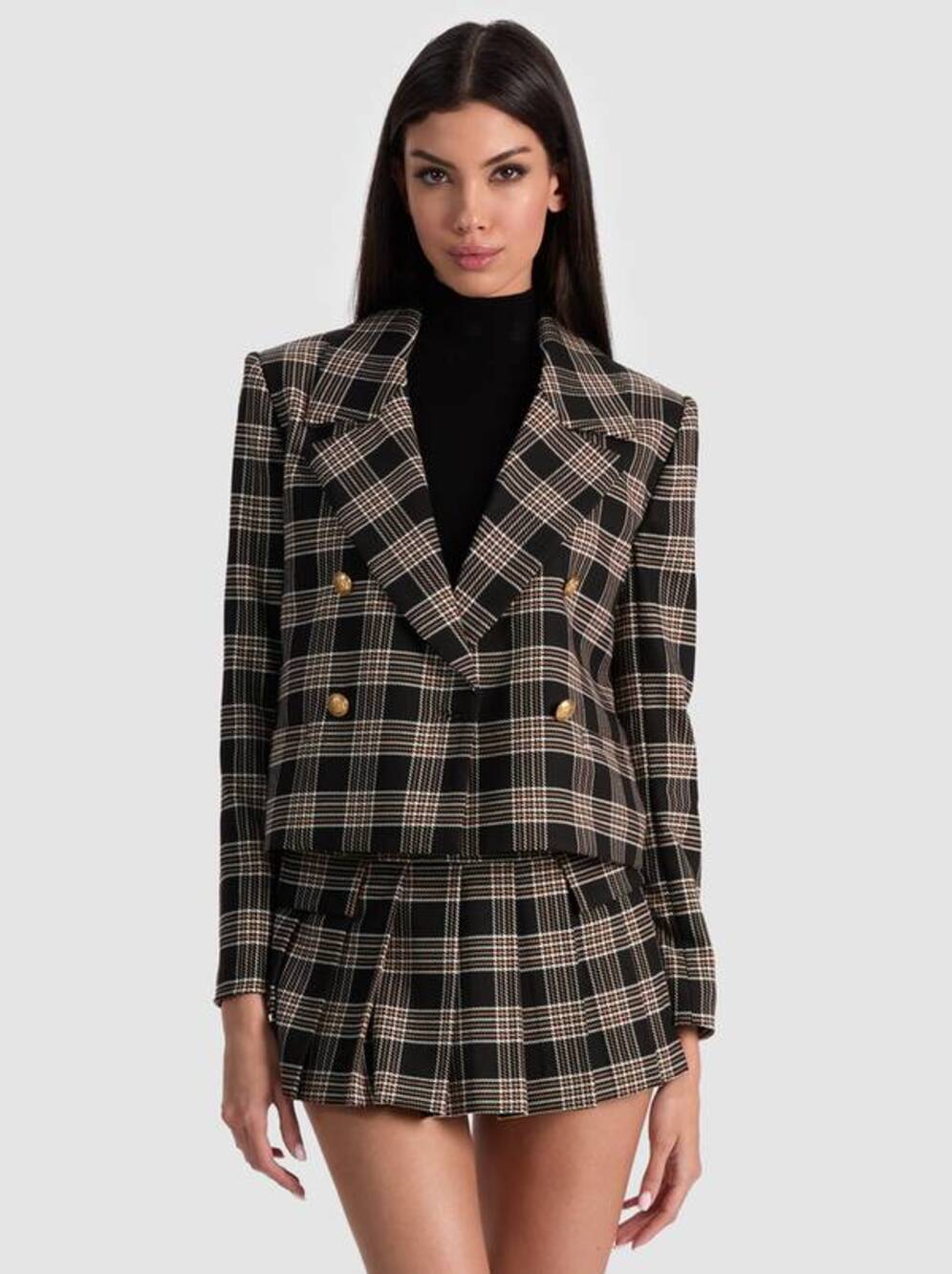 Alice + Olivia Avery Double Breasted Blazer in Black Multi 10